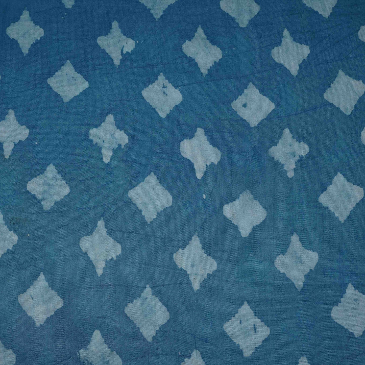 Sky Blue Block Batik Print Modal Satin Fabric EEG-32488