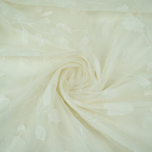 Off White Floral Jaal Embroidery 27 Gm Organza Fabric GPF-32690