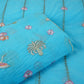 Sky Blue Temple Embroidery Chanderi Fabric DC-30566