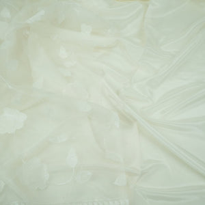Off White Floral Jaal Embroidery 27 Gm Organza Fabric GPF-32690 – image 4 of 5