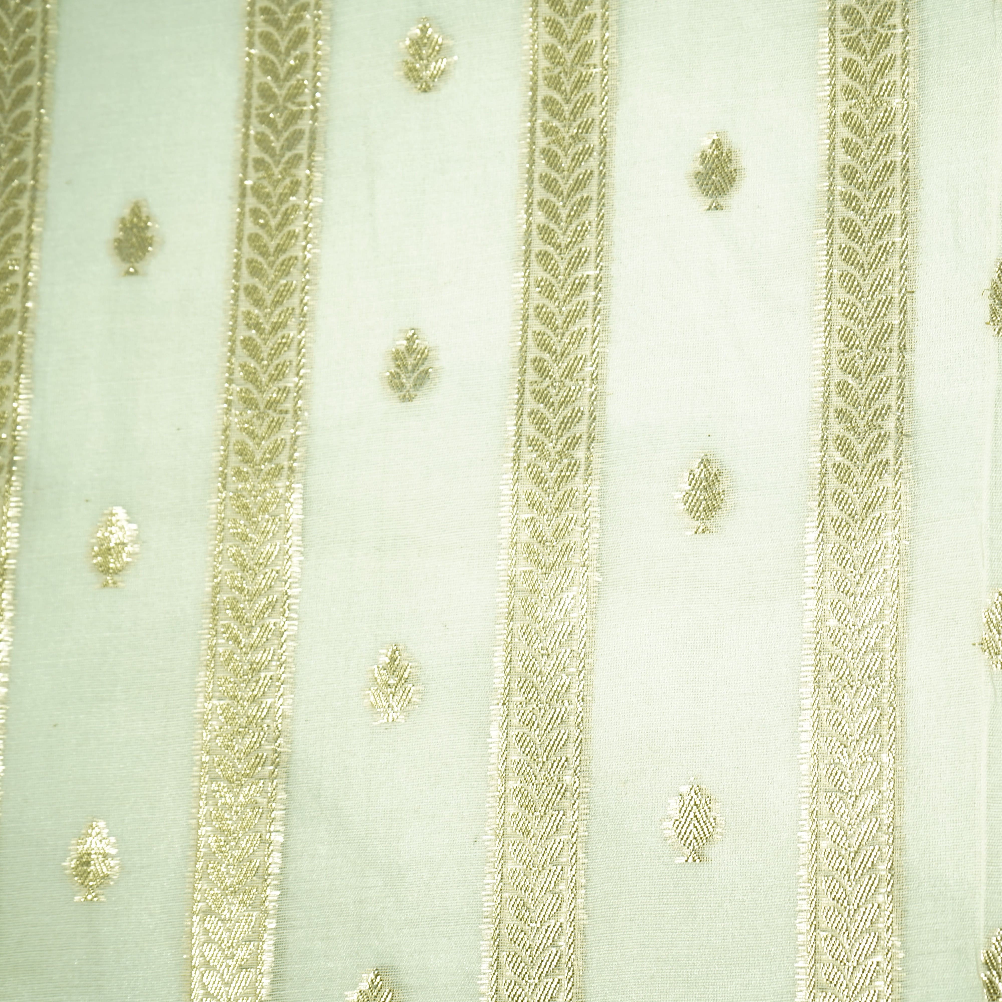 Off White Stripes Buti Dyeable Chanderi Fabric