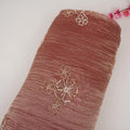 Mauve Pink Cutdana Embroidery Crushed Tissue Fabric SU-33966