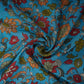 Sky Blue With Multicolor Floral Print Pure 70gm Chanderi Fabric VF-30890