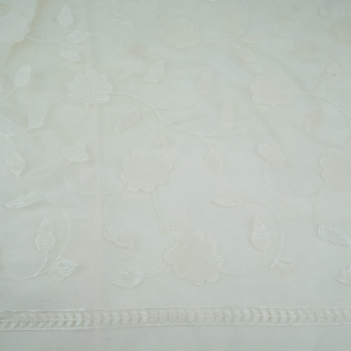 Off White Floral Jaal Embroidery 27 Gm Organza Fabric GPF-32690 – image 2 of 5