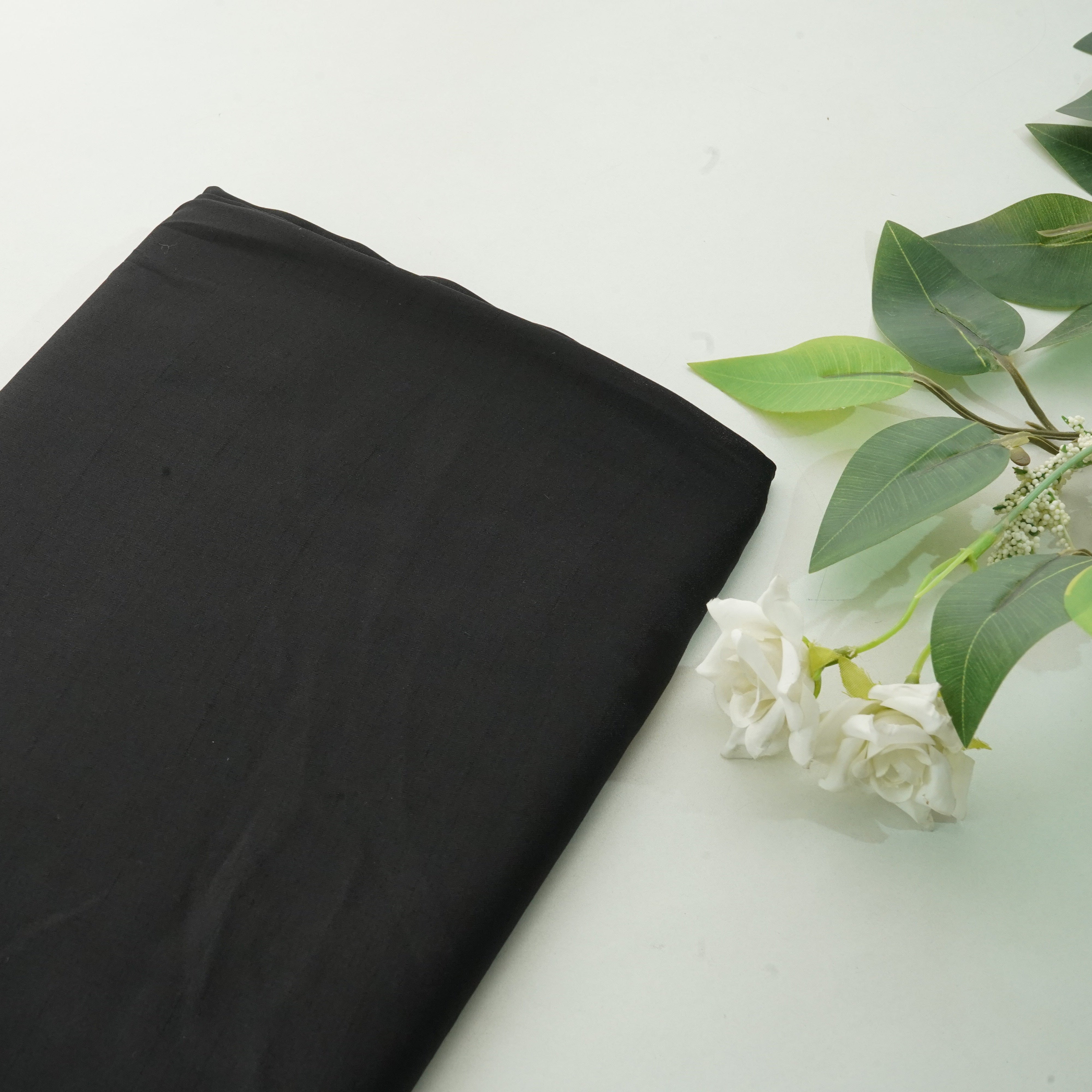 Black Solid Bemberg Silk Fabric 13539