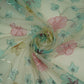 Mint Grey Applique Work Organza Fabric SGS-32111