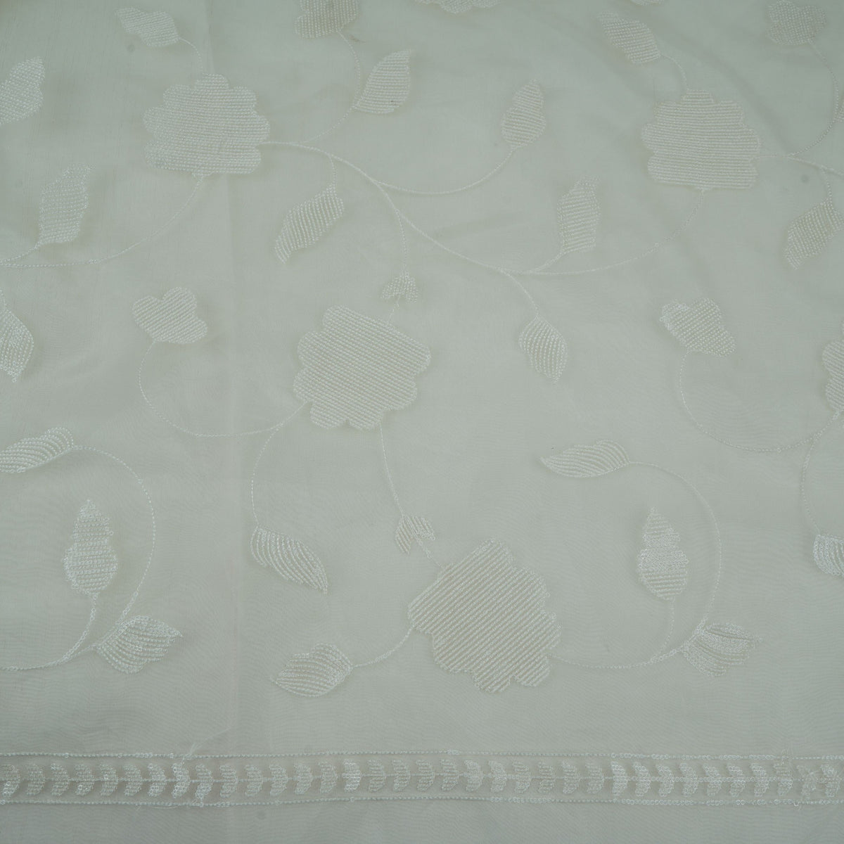Off White Floral Jaal Embroidery 27 Gm Organza Fabric GPF-32690 – image 5 of 5