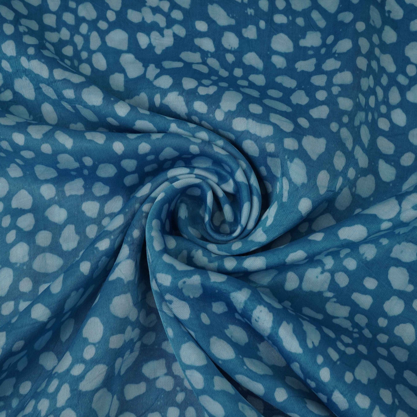 Sky Blue Batik Print Modal Satin Fabric EEG-32480