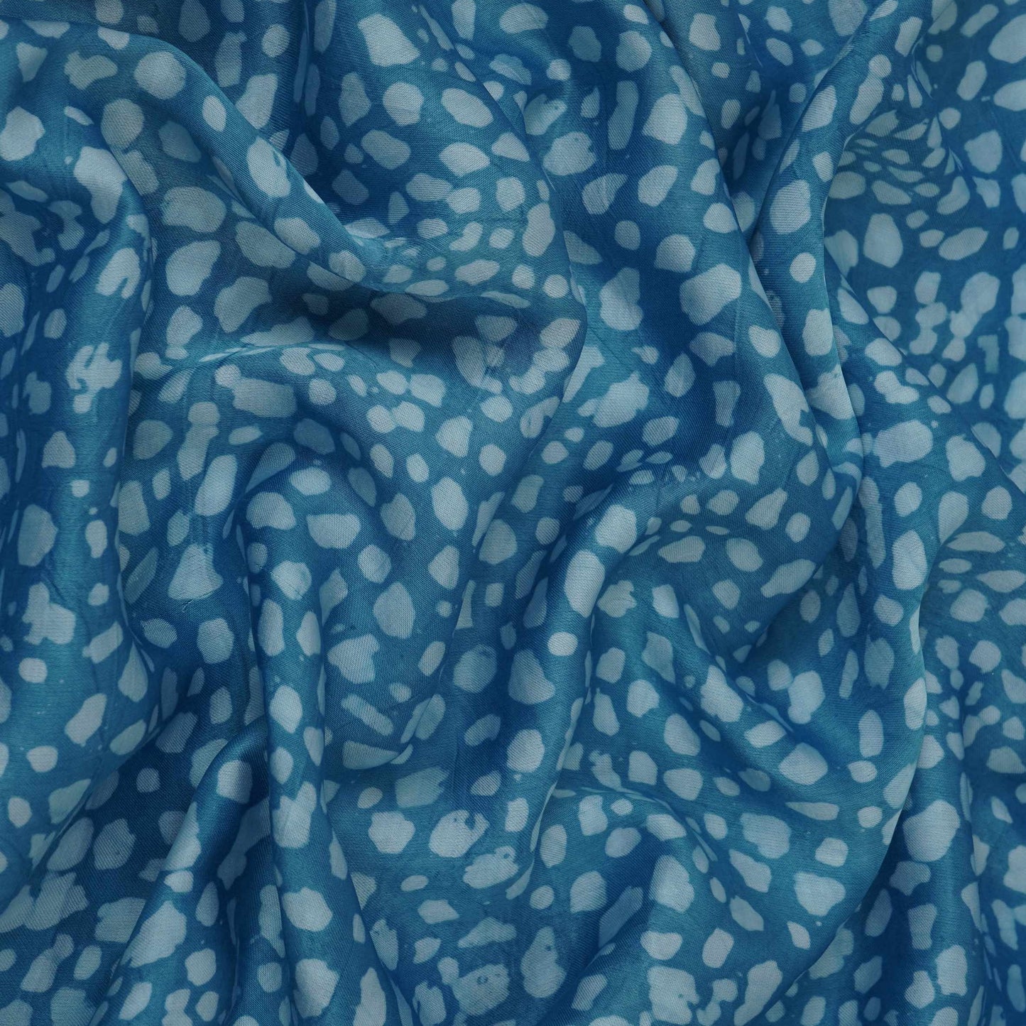 Sky Blue Batik Print Modal Satin Fabric EEG-32480