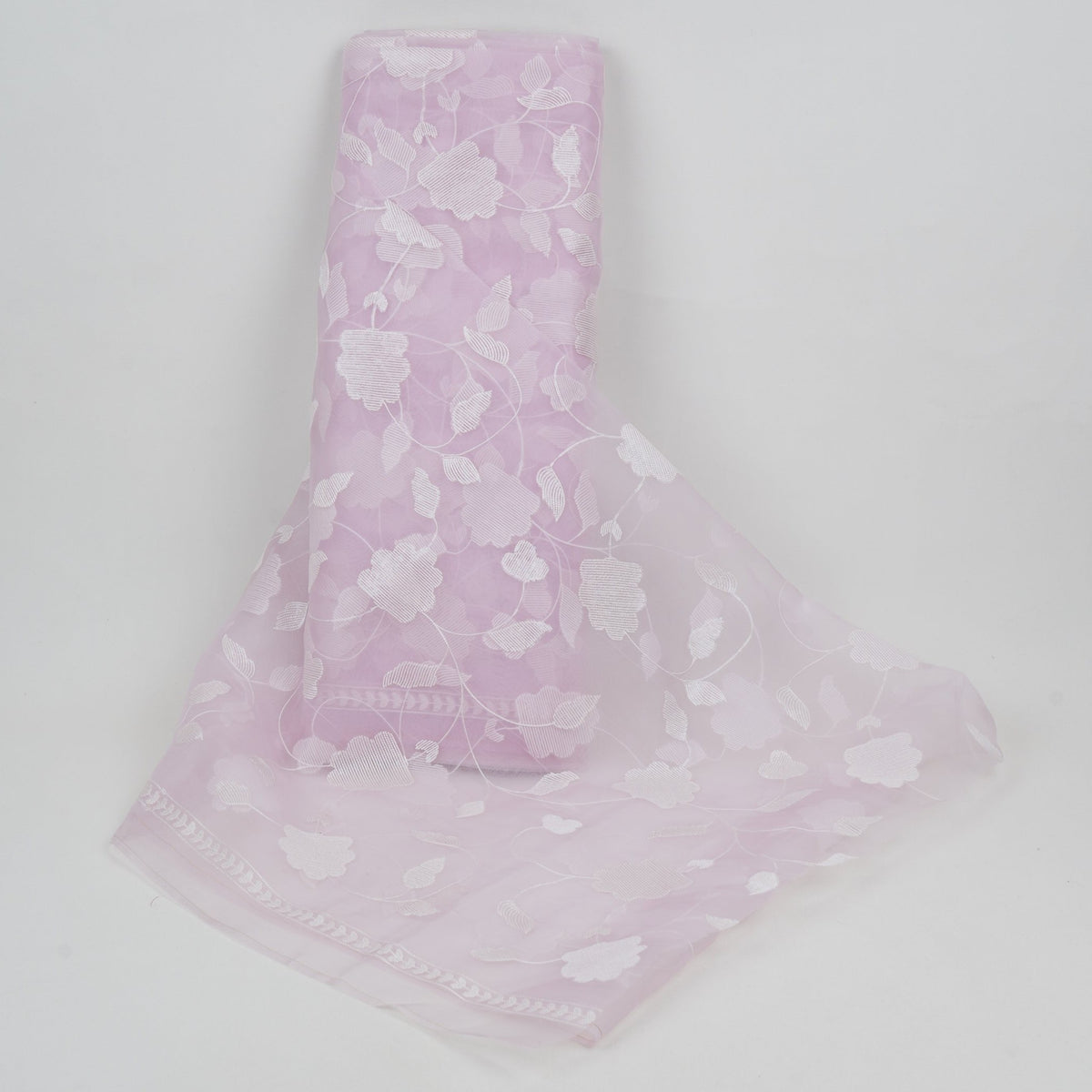 Pink Floral Jaal Embroidery 27 Gm Organza Fabric GPF-32692
