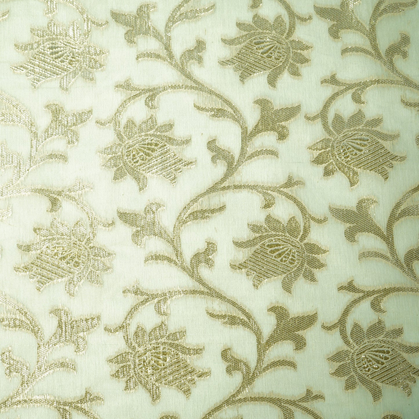Off White Floral Zari Dyeable Chanderi Fabric