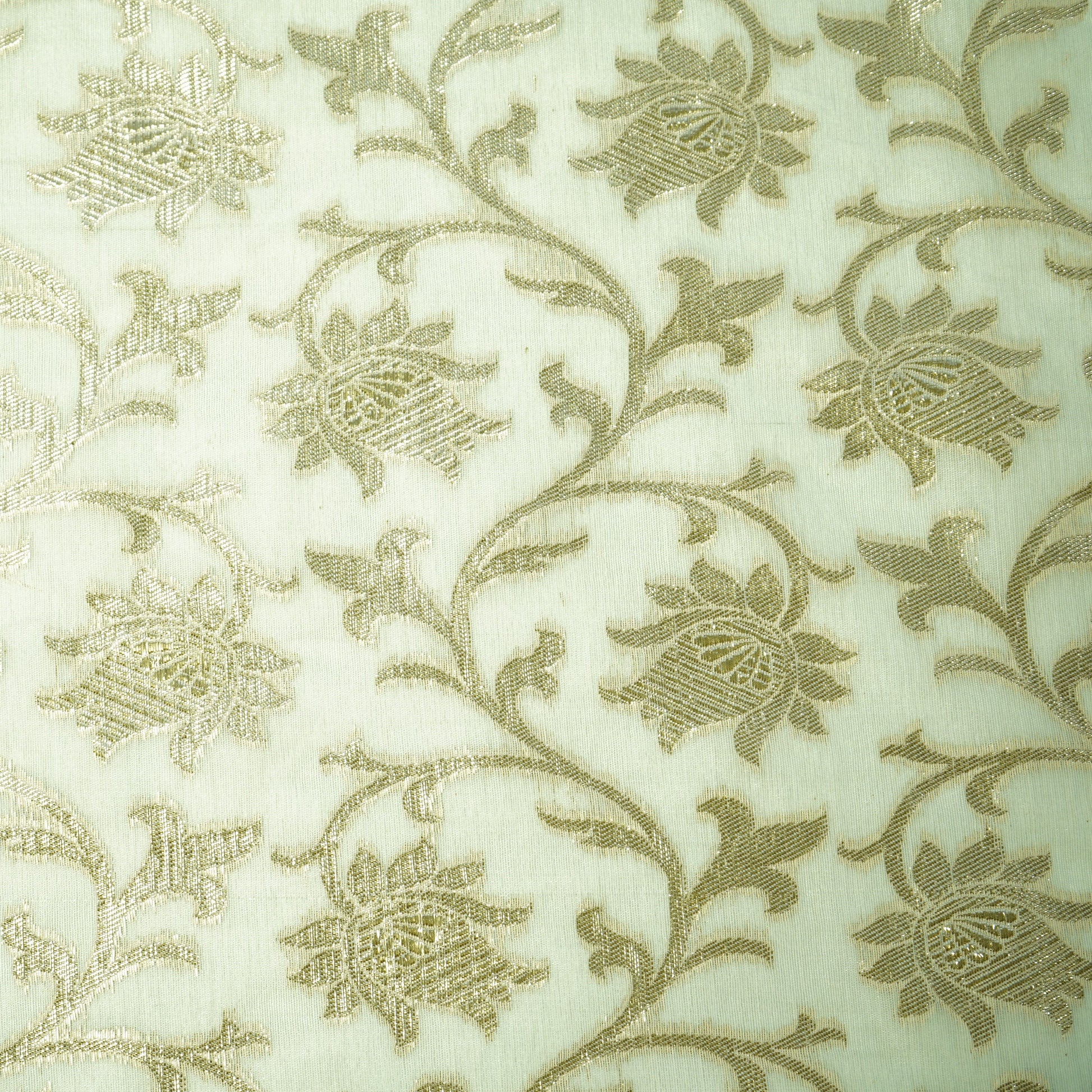 Off White Floral Zari Dyeable Chanderi Fabric