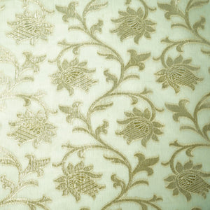 Off White Floral Zari Dyeable Chanderi Fabric