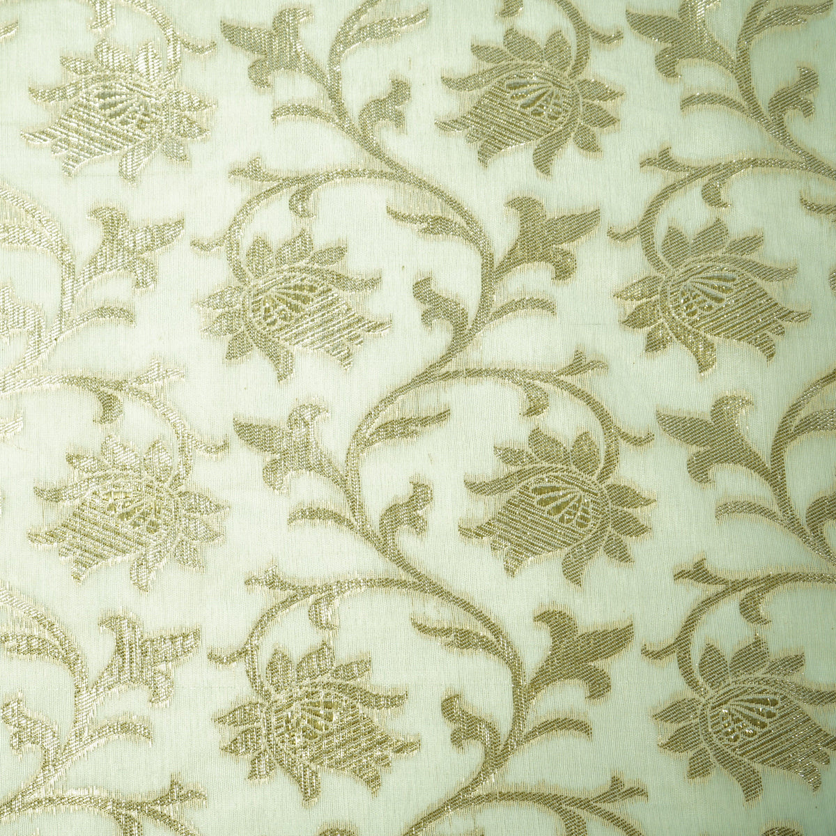 Off White Floral Zari Dyeable Chanderi Fabric
