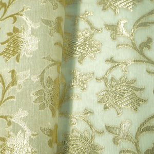 Off White Floral Zari Dyeable Chanderi Fabric