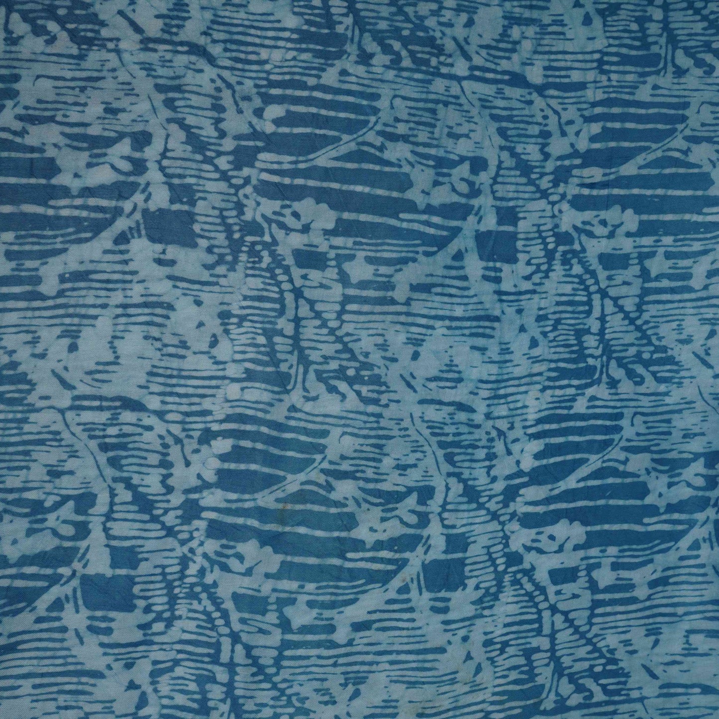 Sky Blue Abstract Batik Print Modal Satin Fabric EEG-32462