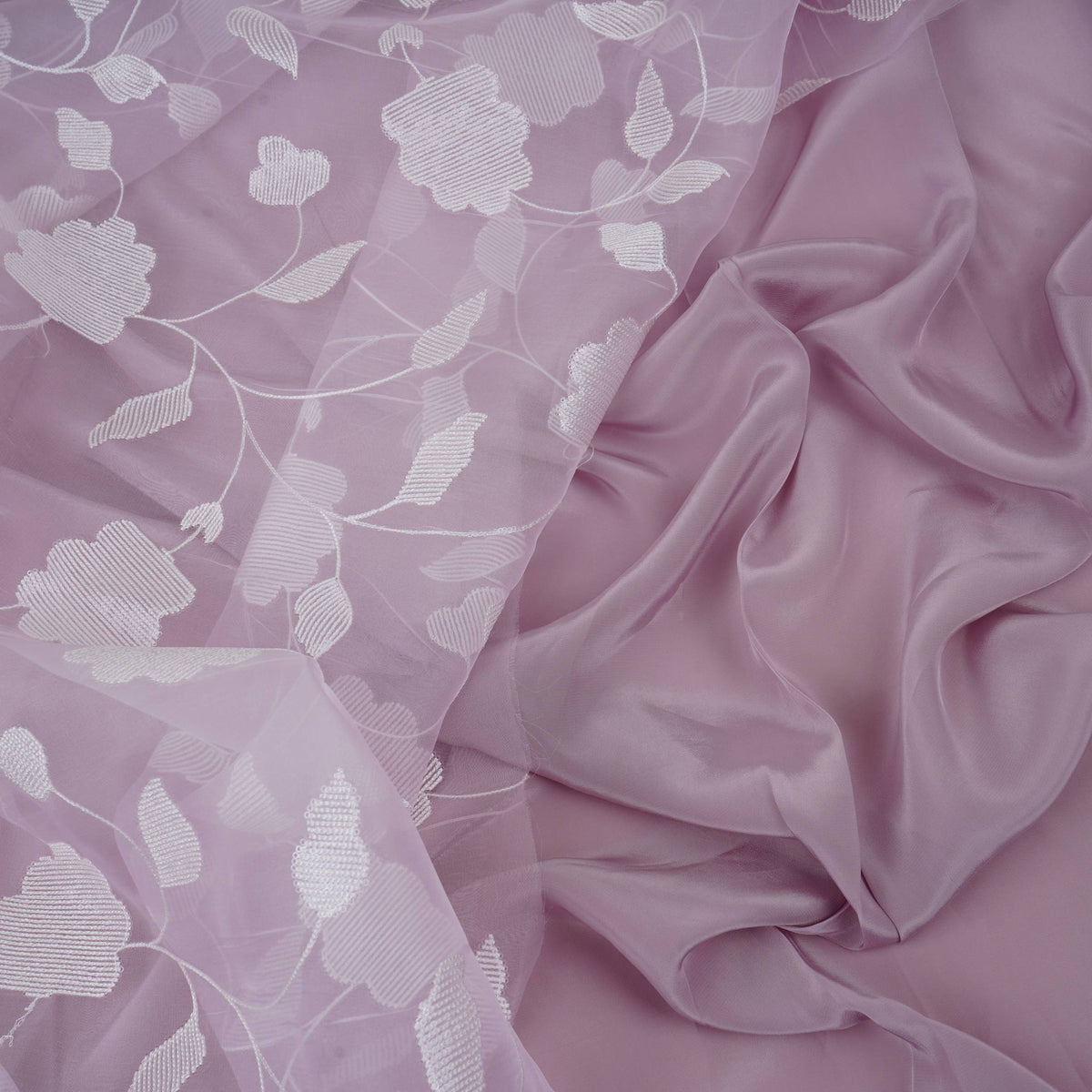 Pink Floral Jaal Embroidery 27 Gm Organza Fabric GPF-32692 – image 4 of 5