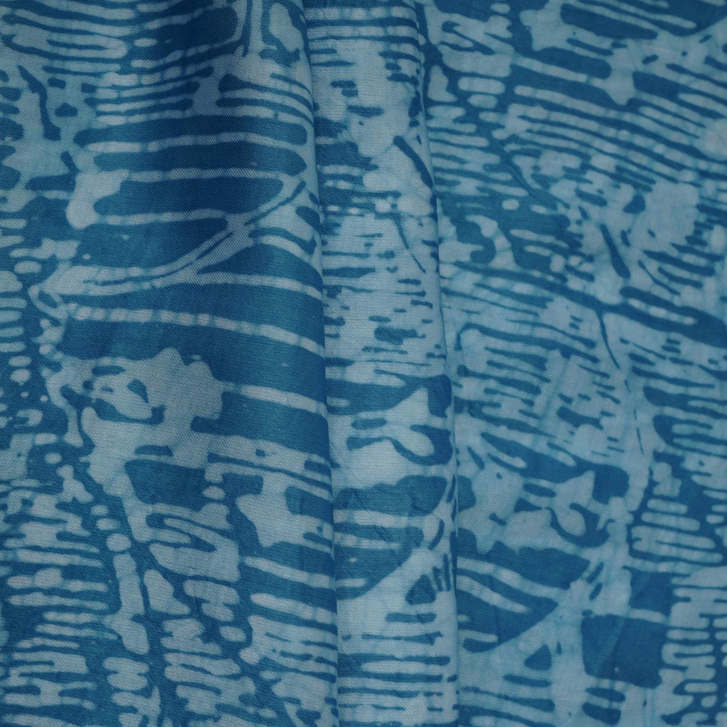 Sky Blue Abstract Batik Print Modal Satin Fabric EEG-32462
