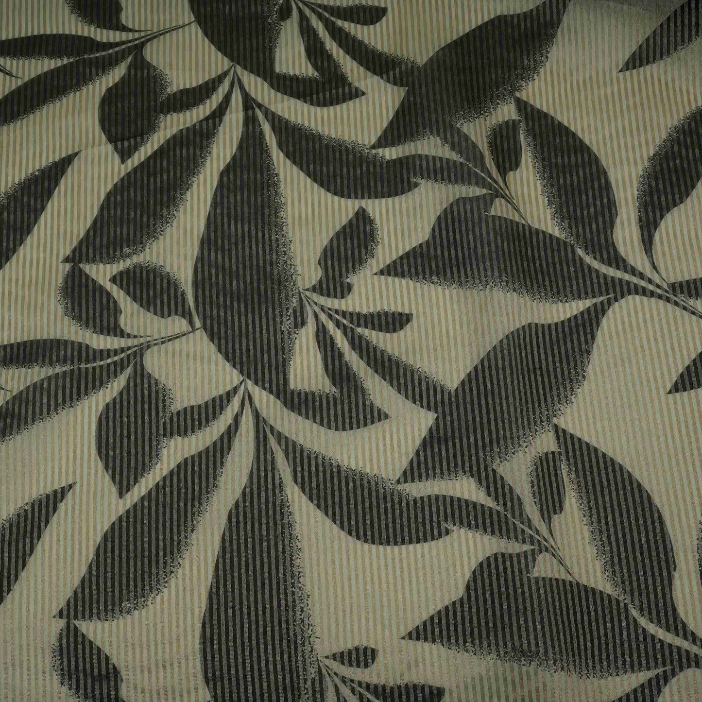 Black floral with stripes print Organza Fabric VP-32011