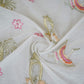 Off White Temple Embroidery Chanderi Fabric DC-30560