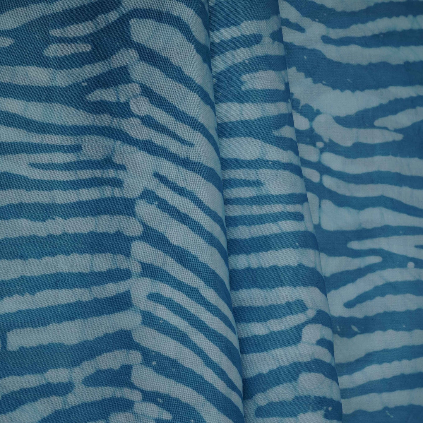 Sky Blue Batik Print Modal Satin Fabric EEG-32461