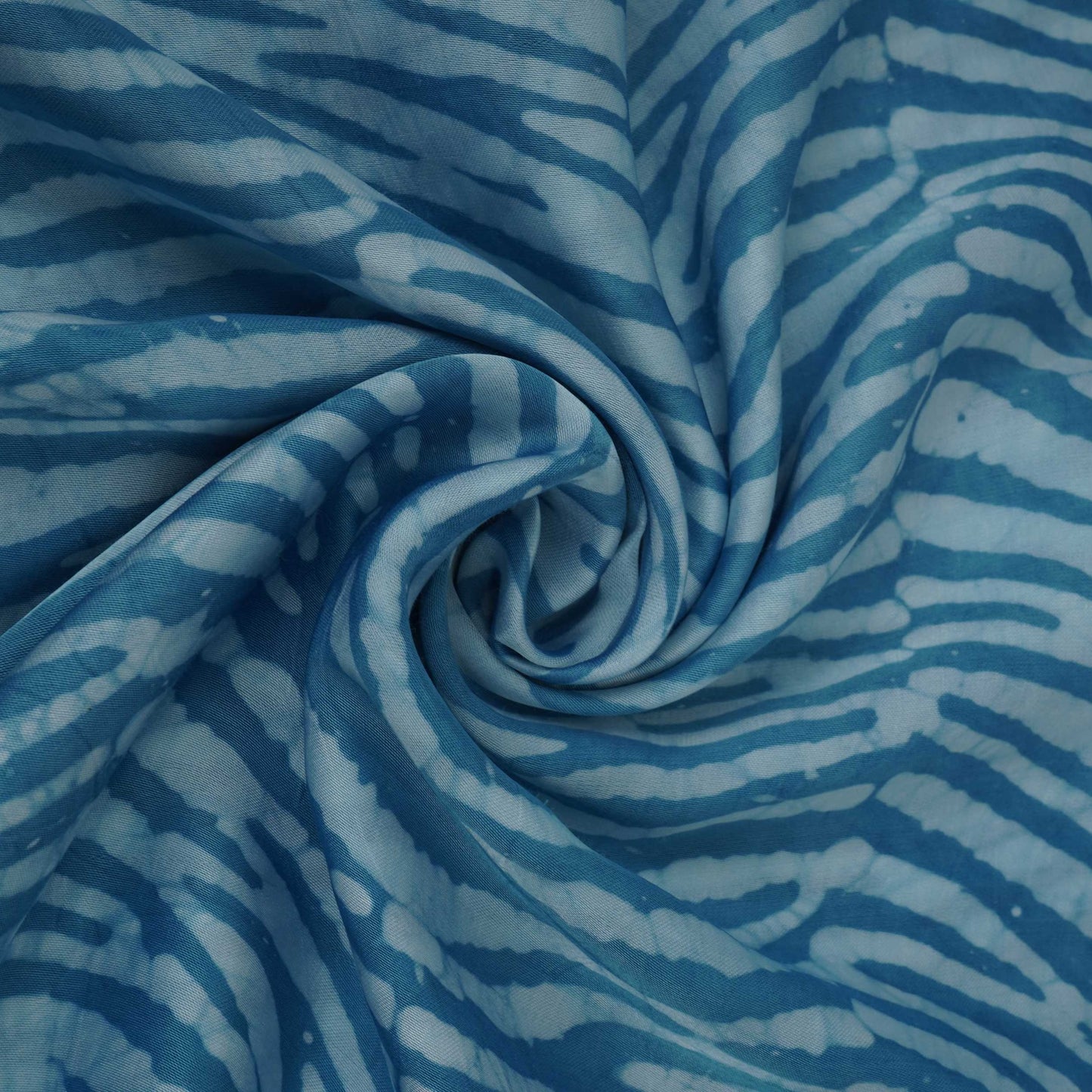 Sky Blue Batik Print Modal Satin Fabric EEG-32461