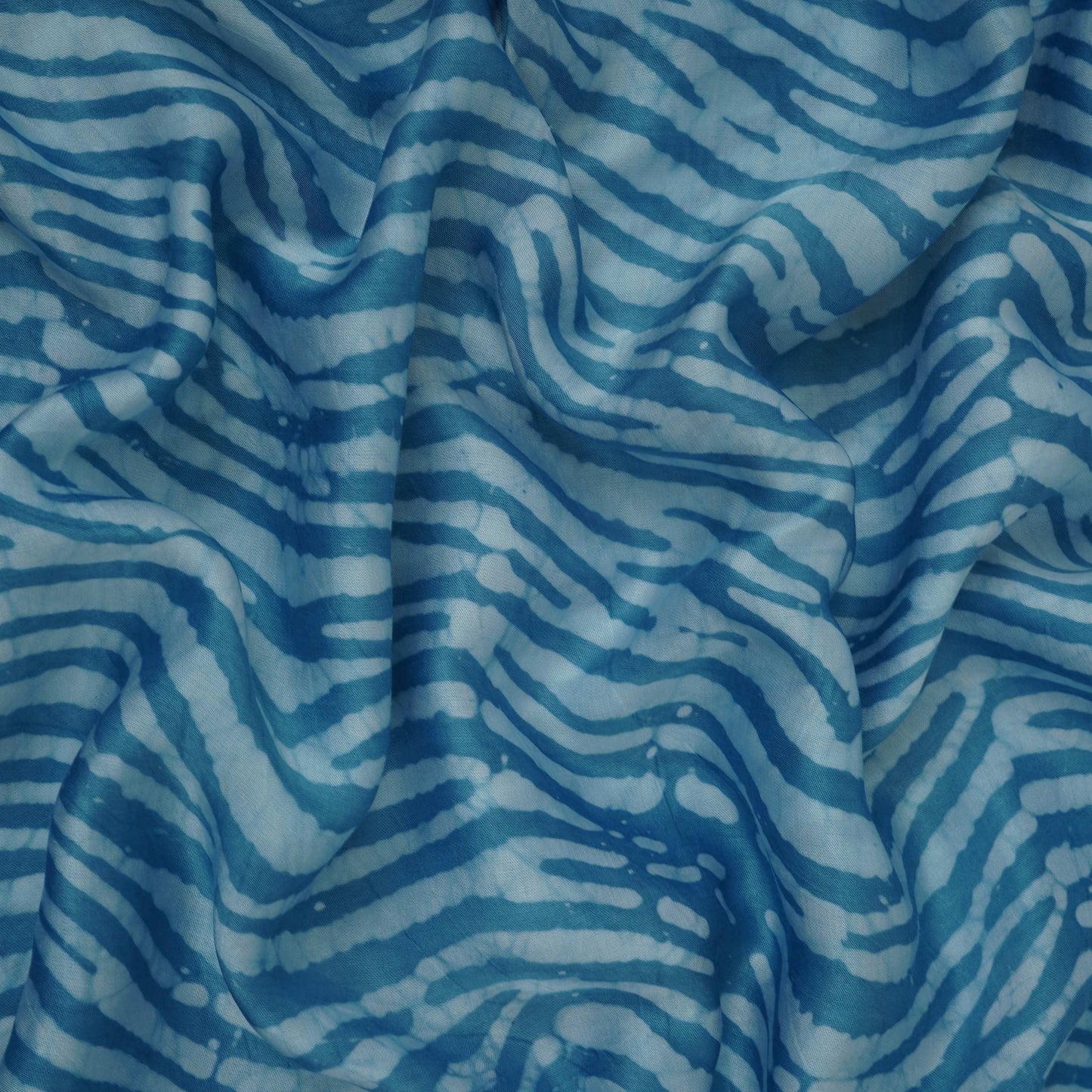 Sky Blue Batik Print Modal Satin Fabric EEG-32461