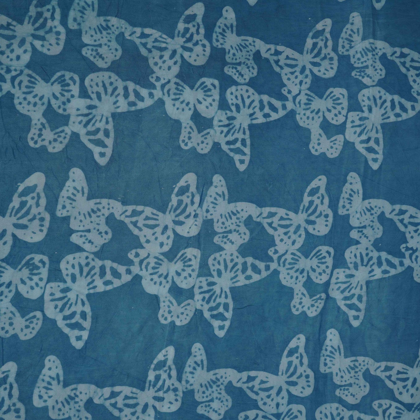 Sky Blue Batik Print Modal Satin Fabric EEG-32479