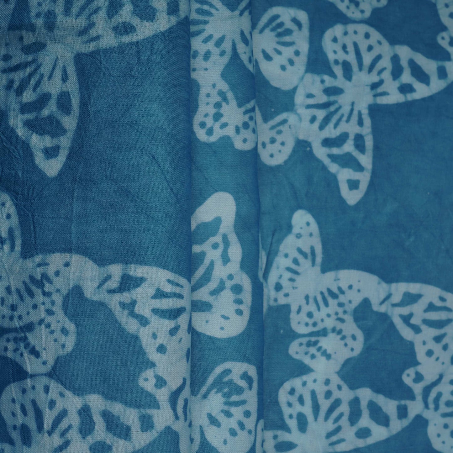 Sky Blue Batik Print Modal Satin Fabric EEG-32479