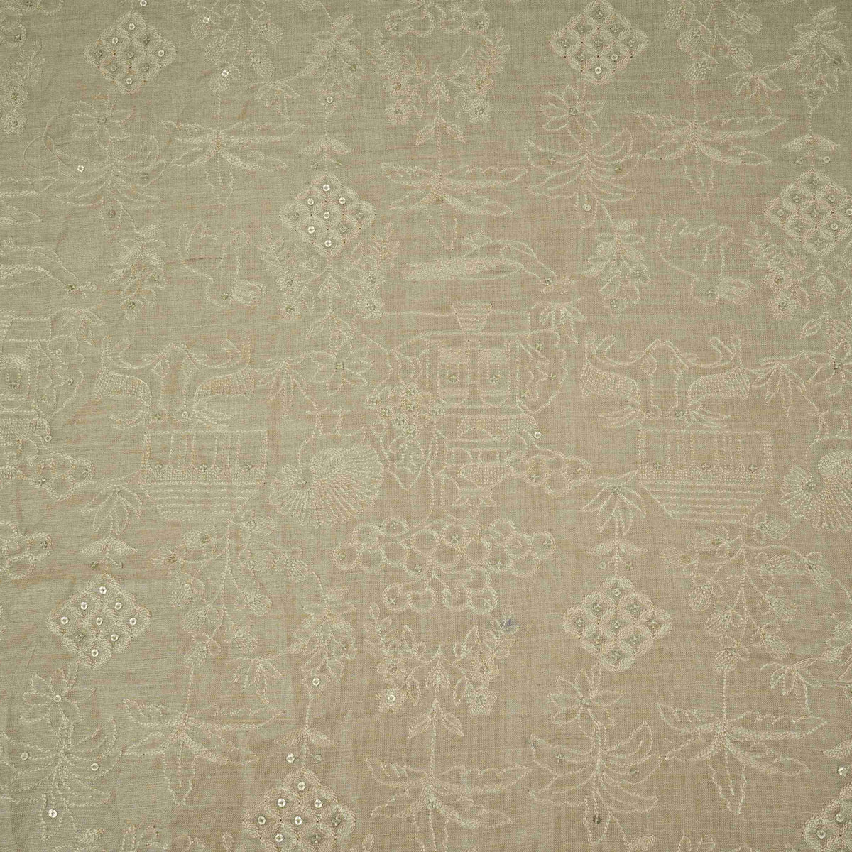 Beige Traditional Thread Embroidery Munga Silk Fabric GPF-32688 – image 2 of 4