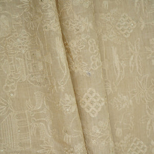 Beige Traditional Thread Embroidery Munga Silk Fabric GPF-32688 – image 4 of 4
