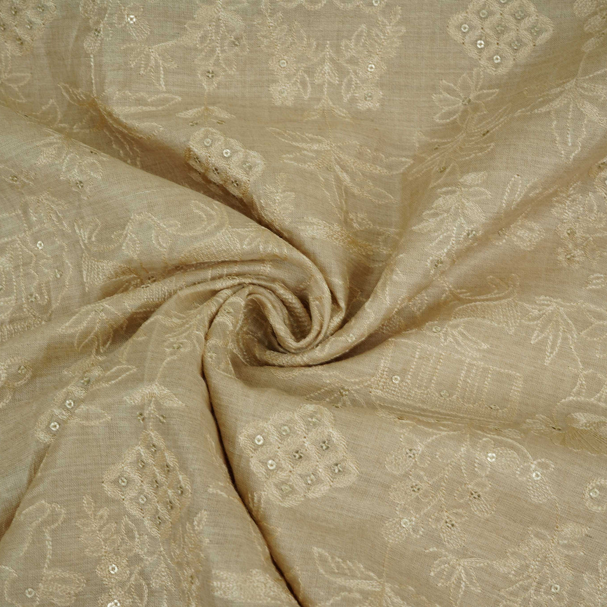 Beige Traditional Thread Embroidery Munga Silk Fabric GPF-32688 – image 3 of 4