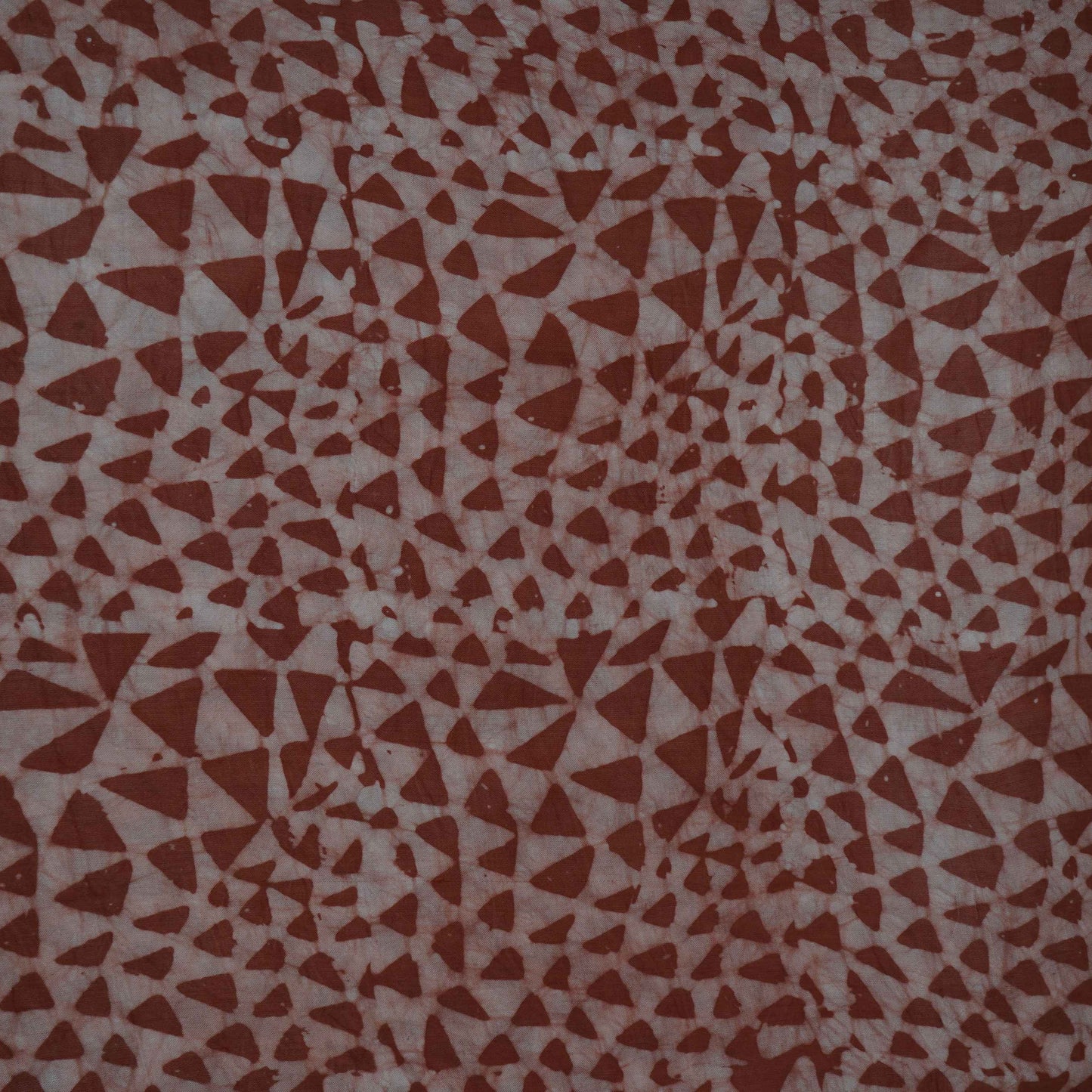 Rust Brown Geometrical Batik Print Modal Satin Fabric EEG-32474