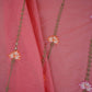 Peach Stripes Floral Embroidery Chanderi Fabric DC-30563
