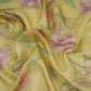 Yellow floral with stripes print Organza Fabric VP-32006