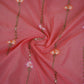 Peach Stripes Floral Embroidery Chanderi Fabric DC-30563