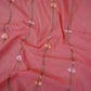 Peach Stripes Floral Embroidery Chanderi Fabric DC-30563