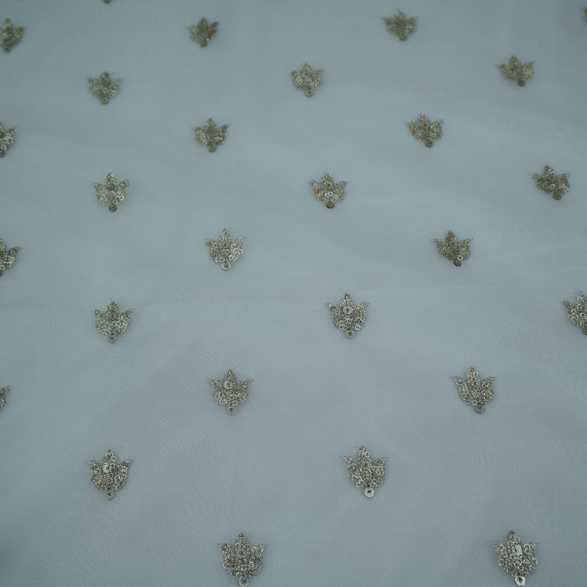 White Floral Buti Embroidery Dyeable Organza Fabric AF-35040