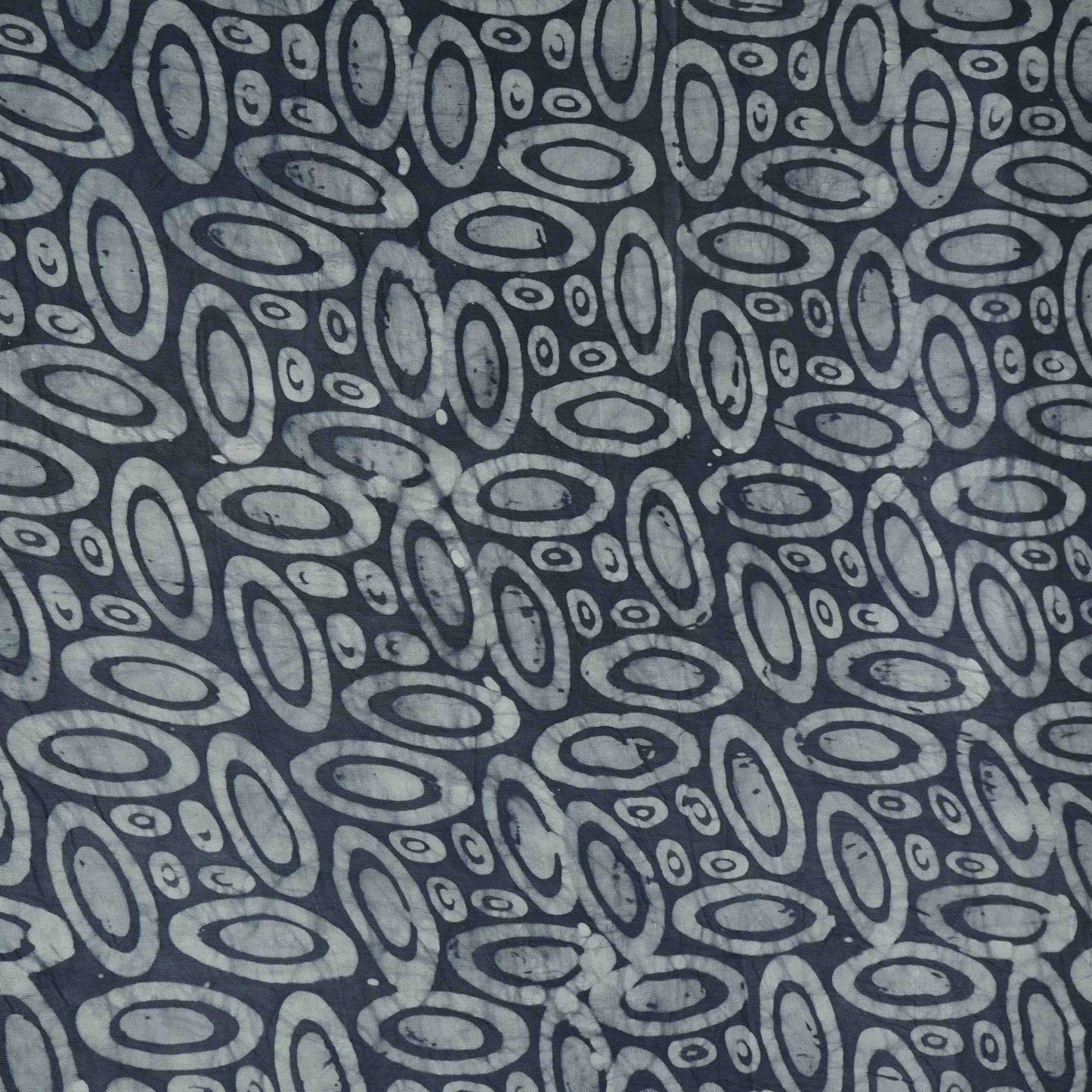 Indigo Circle Batik Print Modal Satin Fabric EEG-32464
