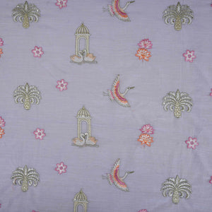 Lavender Temple Embroidery Chanderi Fabric DC-30564 - TradeUNO