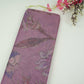 Purple floral with stripes print Organza Fabric VP-32018