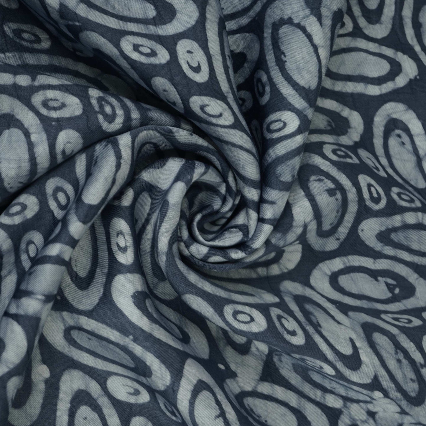 Indigo Circle Batik Print Modal Satin Fabric EEG-32464