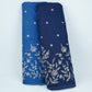 Blue Floral Thread Embroidery Denim Fabric GPF-32687