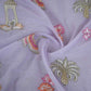 Lavender Temple Embroidery Chanderi Fabric DC-30564