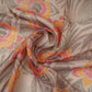 Grey floral with stripes print Organza Fabric VP-32009