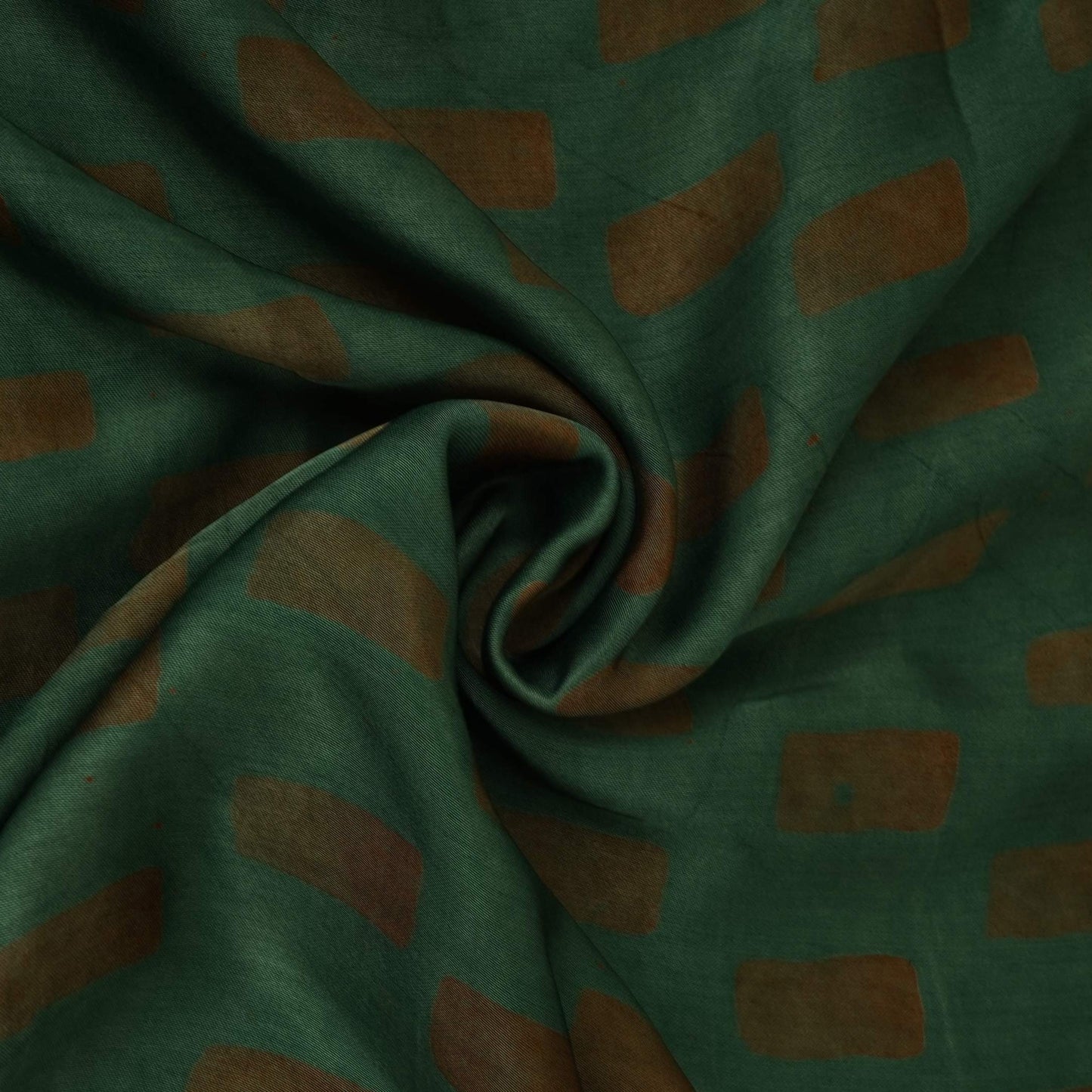 Dark Green Handblock Batik Print Modal Satin Fabric EEG-32465