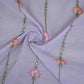 Lavender Stripes Floral Embroidery Chanderi Fabric DC-30565