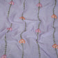 Lavender Stripes Floral Embroidery Chanderi Fabric DC-30565