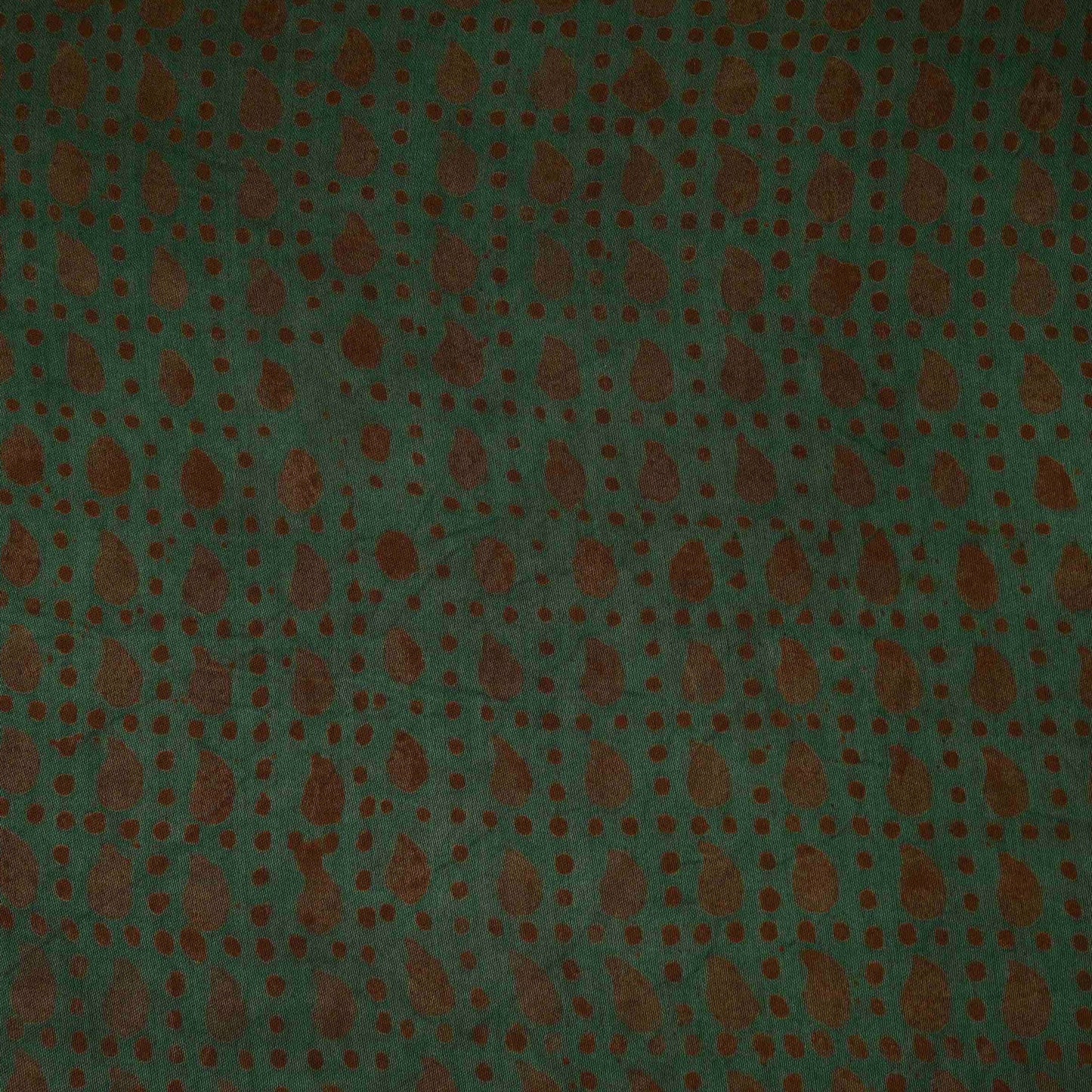 Dark Green Batik Print Modal Satin Fabric EEG-32473