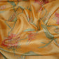 Bright Yellow floral with stripes print Organza Fabric VP-32015